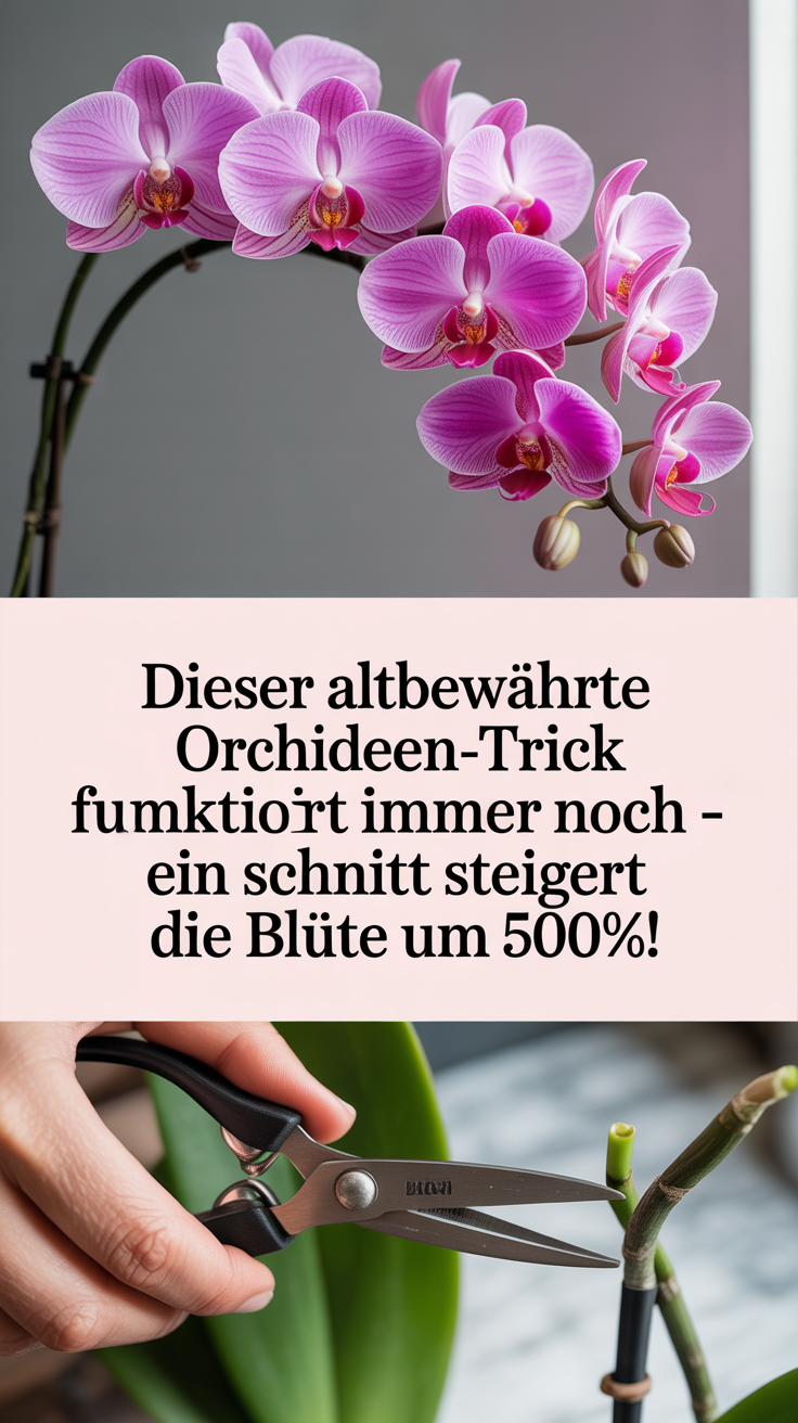 Dieser altbewährte Orchideen-Trick funktioniert immer noch – ein Schnitt steigert die Blüte um 500%!