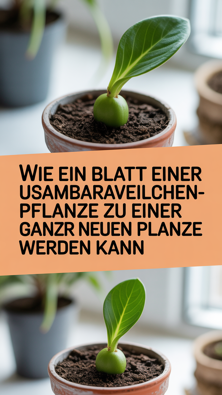 Wie ein Blatt einer Usambaraveilchen-Pflanze zu einer ganz neuen Pflanze werden kann