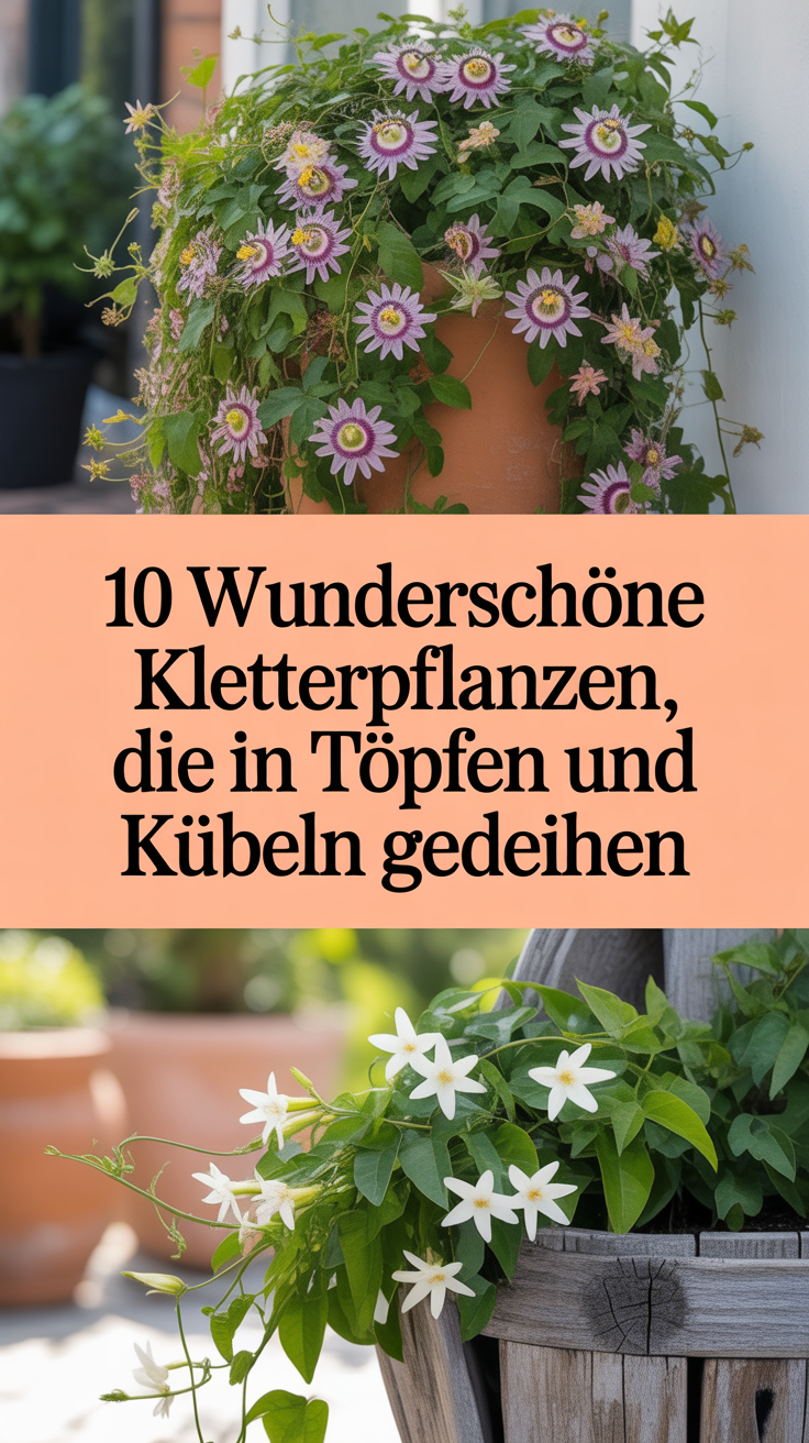 10 Wunderschöne Kletterpflanzen, die in Töpfen und Kübeln gedeihen