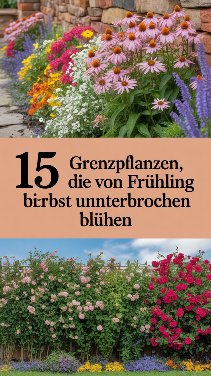 15 Grenzpflanzen, die von Frühling bis Herbst ununterbrochen blühen