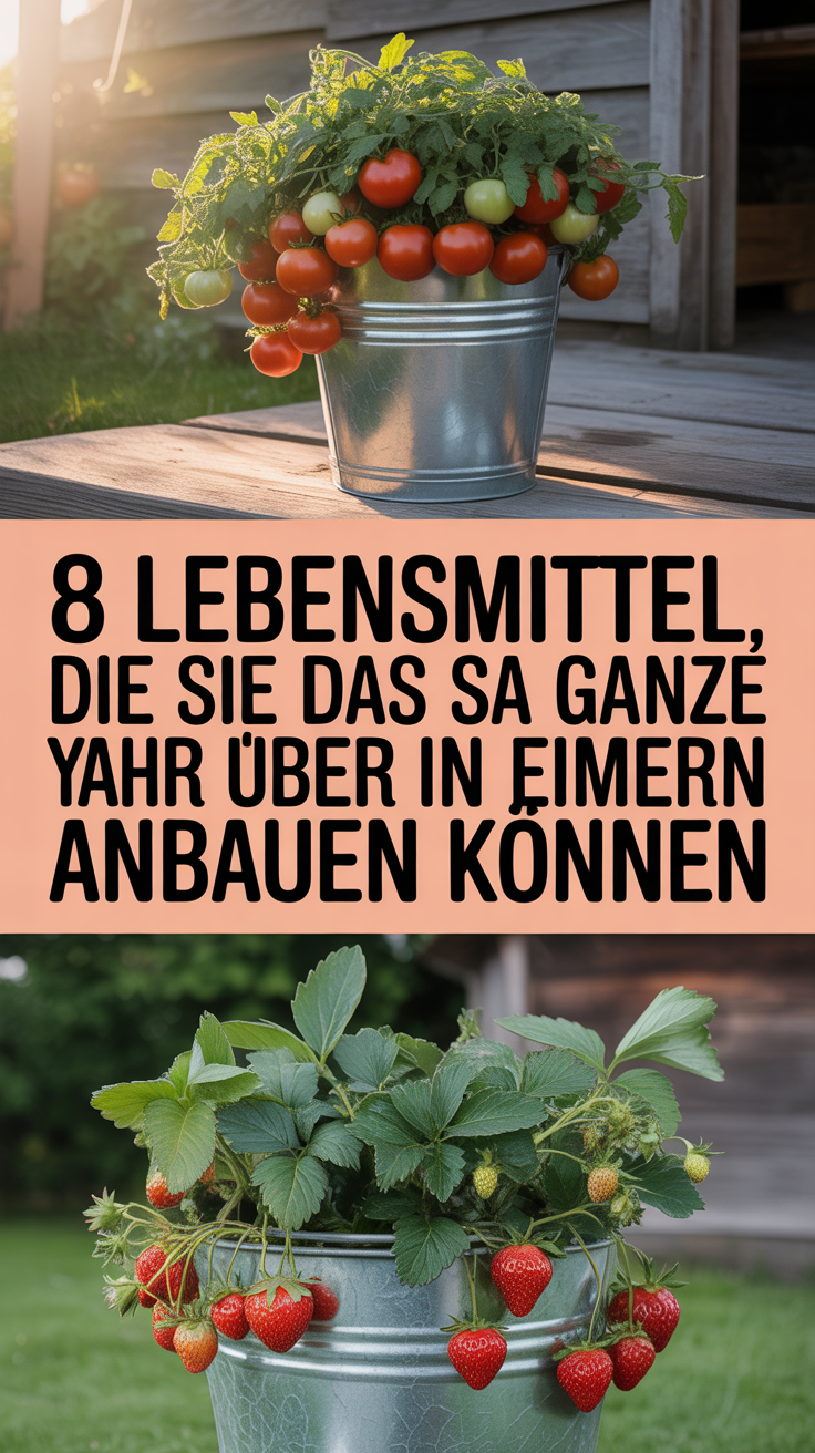 8 Lebensmittel, die Sie das ganze Jahr über in Eimern anbauen können