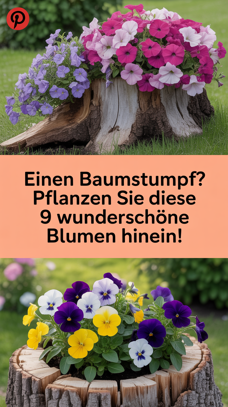 Einen Baumstumpf? Pflanzen Sie diese 9 wunderschöne Blumen hinein!