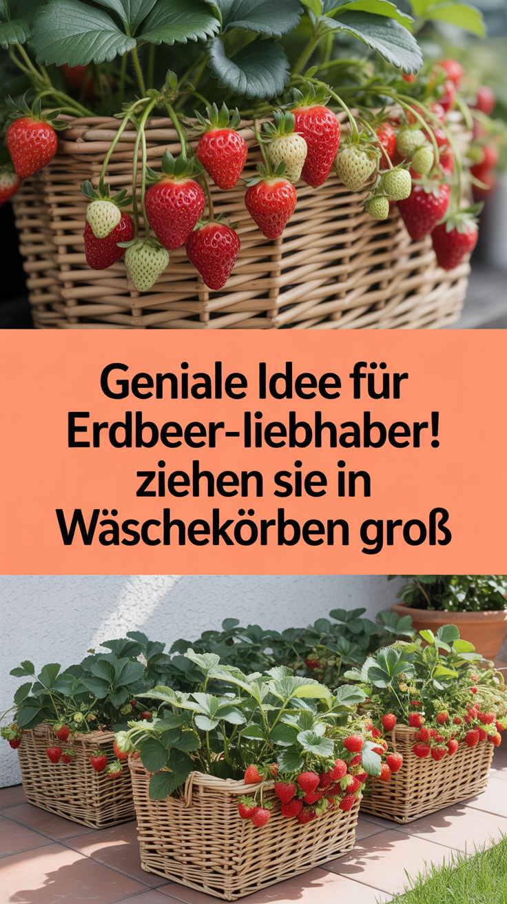 Geniale Idee für Erdbeer-Liebhaber! Ziehen Sie sie in Wäschekörben groß