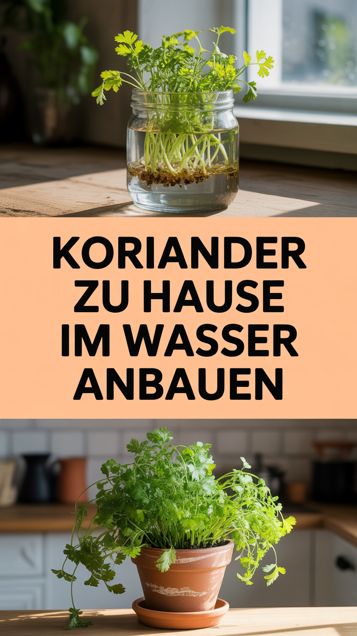 Koriander zu Hause im Wasser anbauen