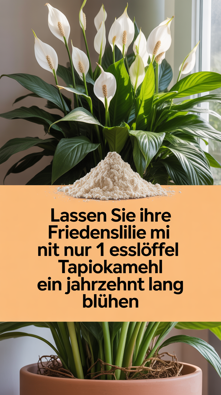 Lassen Sie Ihre Friedenslilie mit nur 1 Esslöffel Tapiokamehl ein Jahrzehnt lang blühen