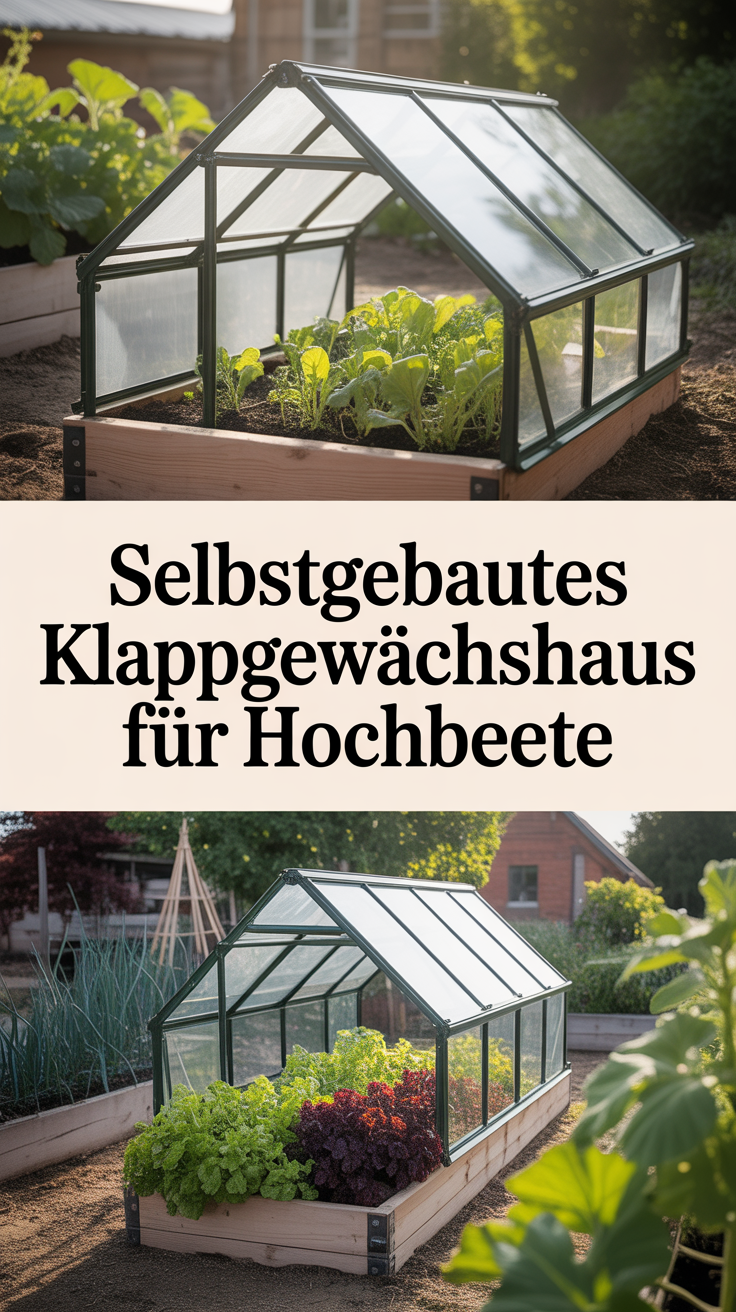 Selbstgebautes Klappgewächshaus für Hochbeete