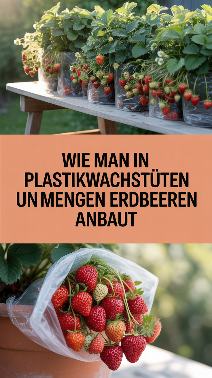 Wie man in Plastikwachstüten Unmengen Erdbeeren anbaut
