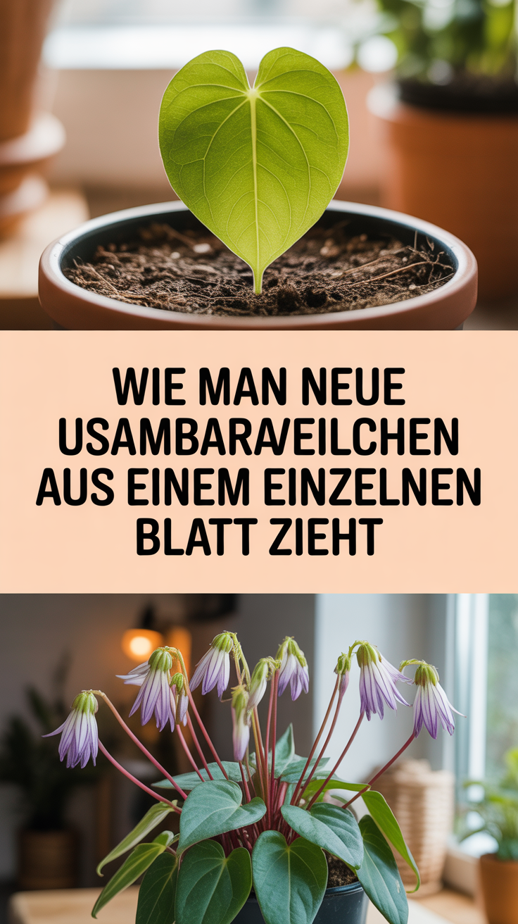 Wie man neue Usambaraveilchen aus einem einzelnen Blatt zieht