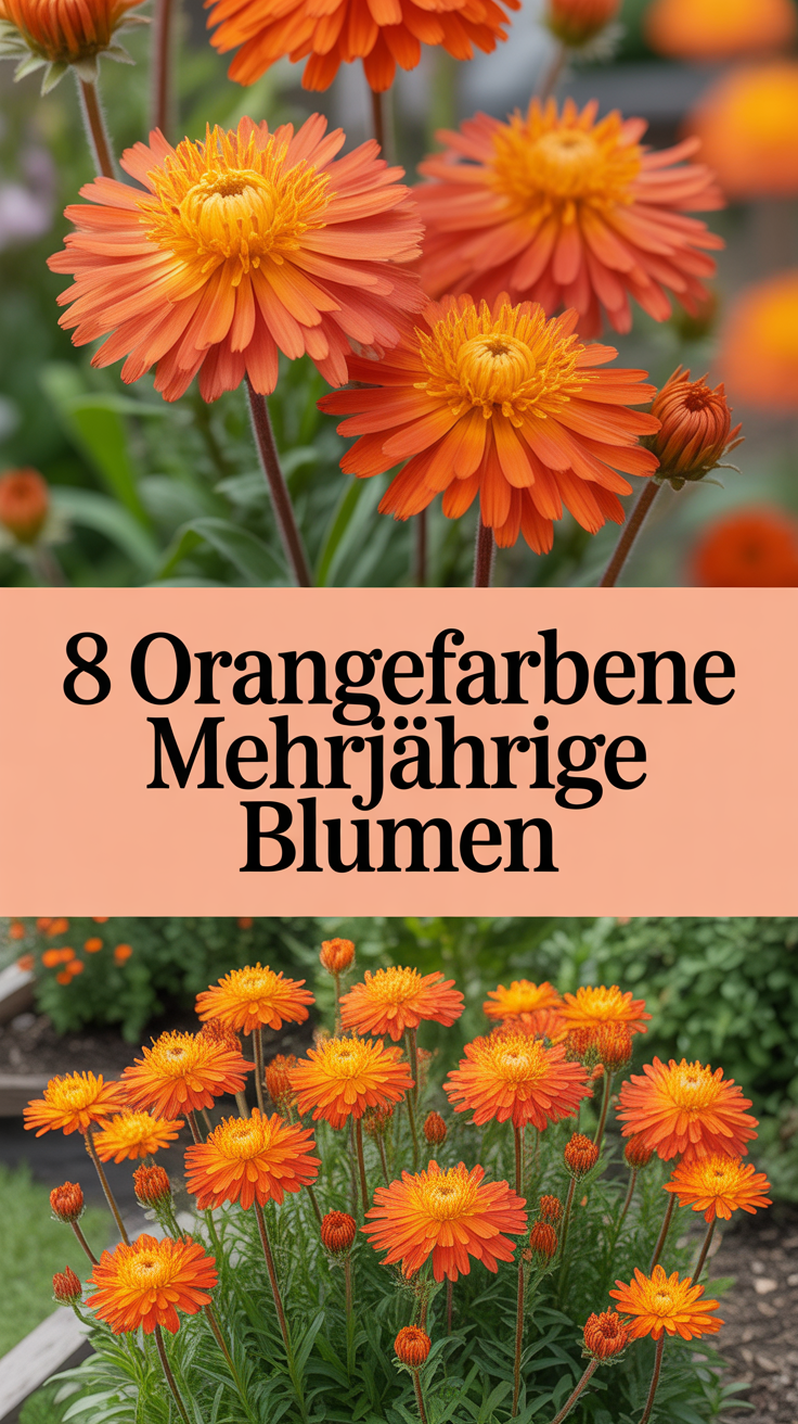 8 orangefarbene mehrjährige Blumen