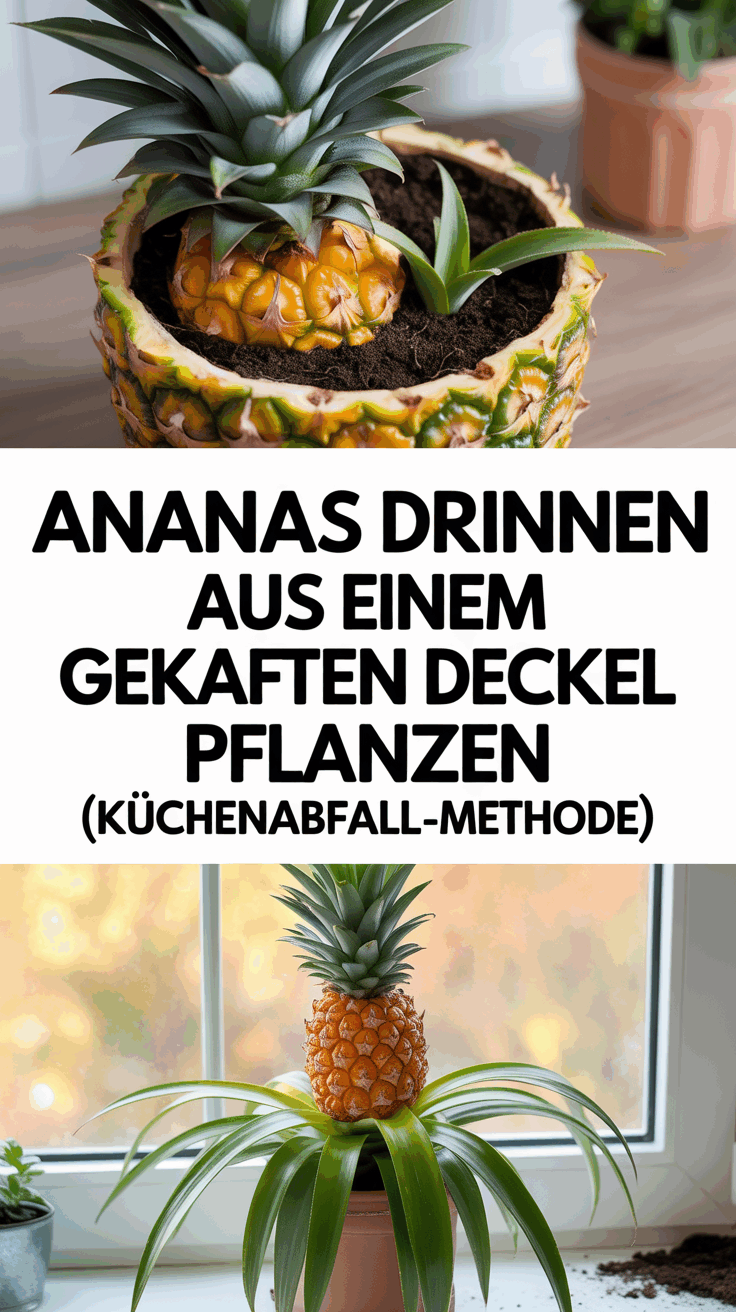 Ananas drinnen aus einem gekauften Deckel pflanzen (Küchenabfall-Methode)