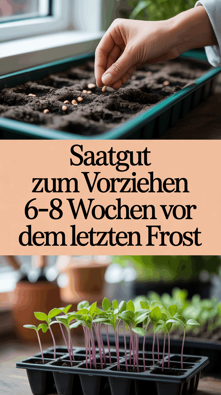 Saatgut zum Vorziehen 6–8 Wochen vor dem letzten Frost