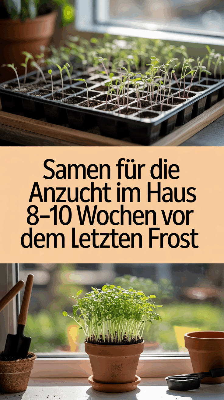 Samen für die Anzucht im Haus 8–10 Wochen vor dem letzten Frost