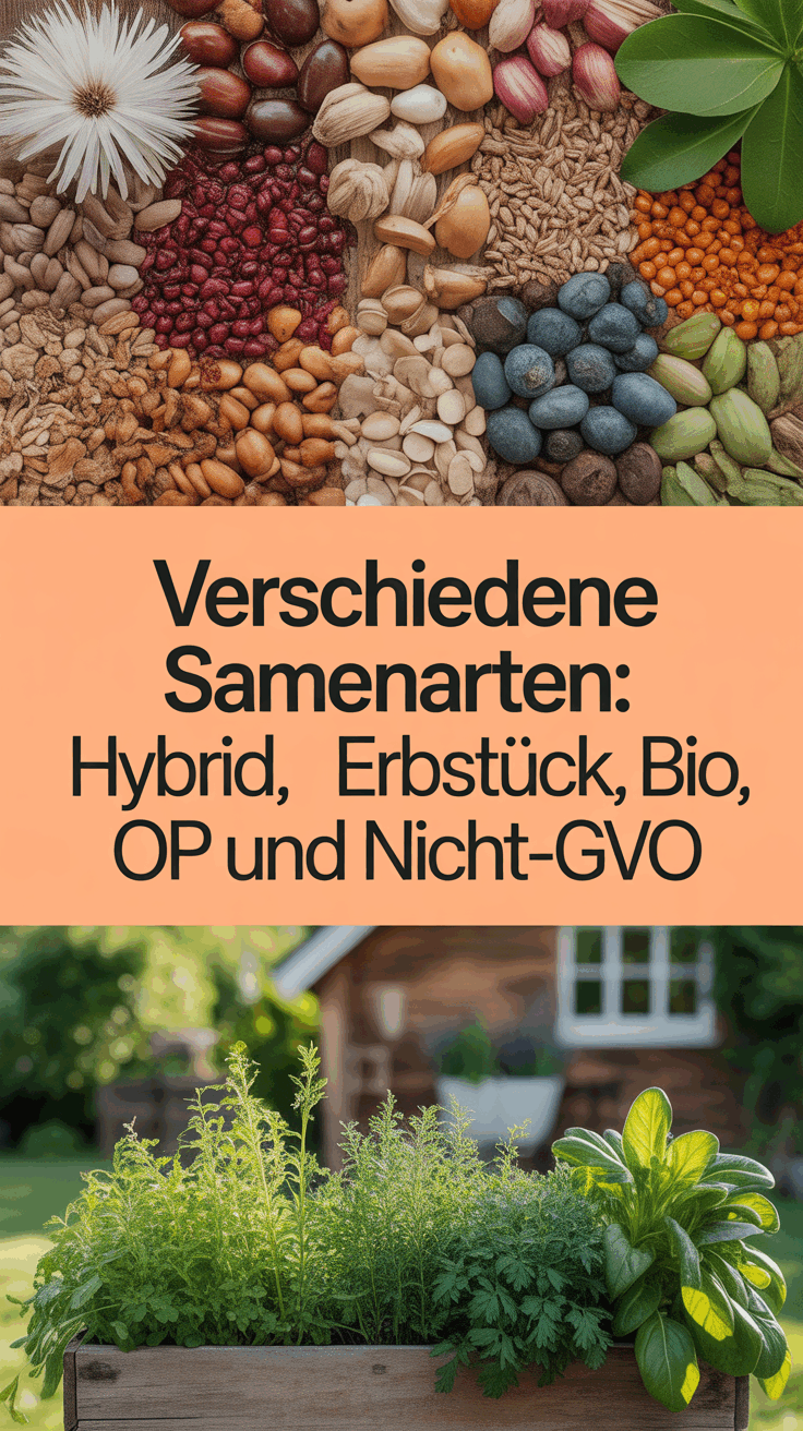Verschiedene Samenarten: Hybrid, Erbstück, Bio, OP und Nicht-GVO