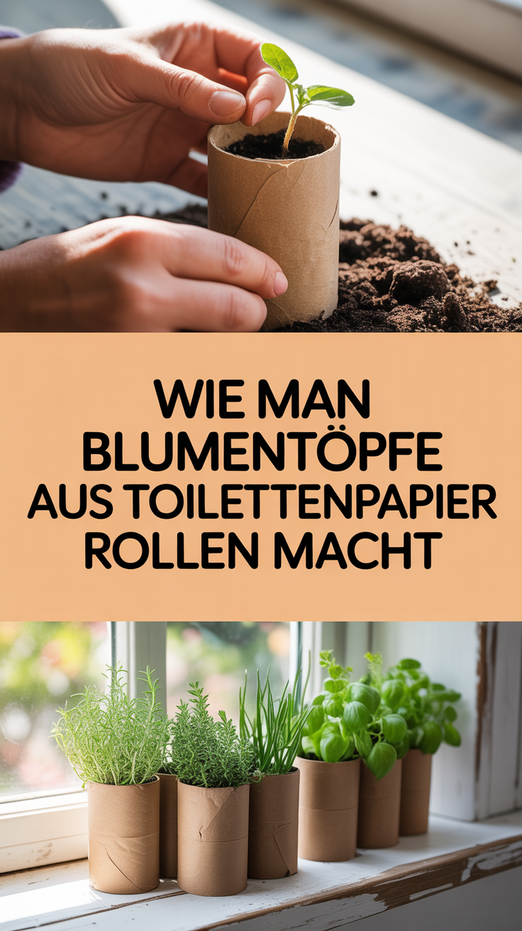 Wie man Blumentöpfe aus Toilettenpapierrollen macht