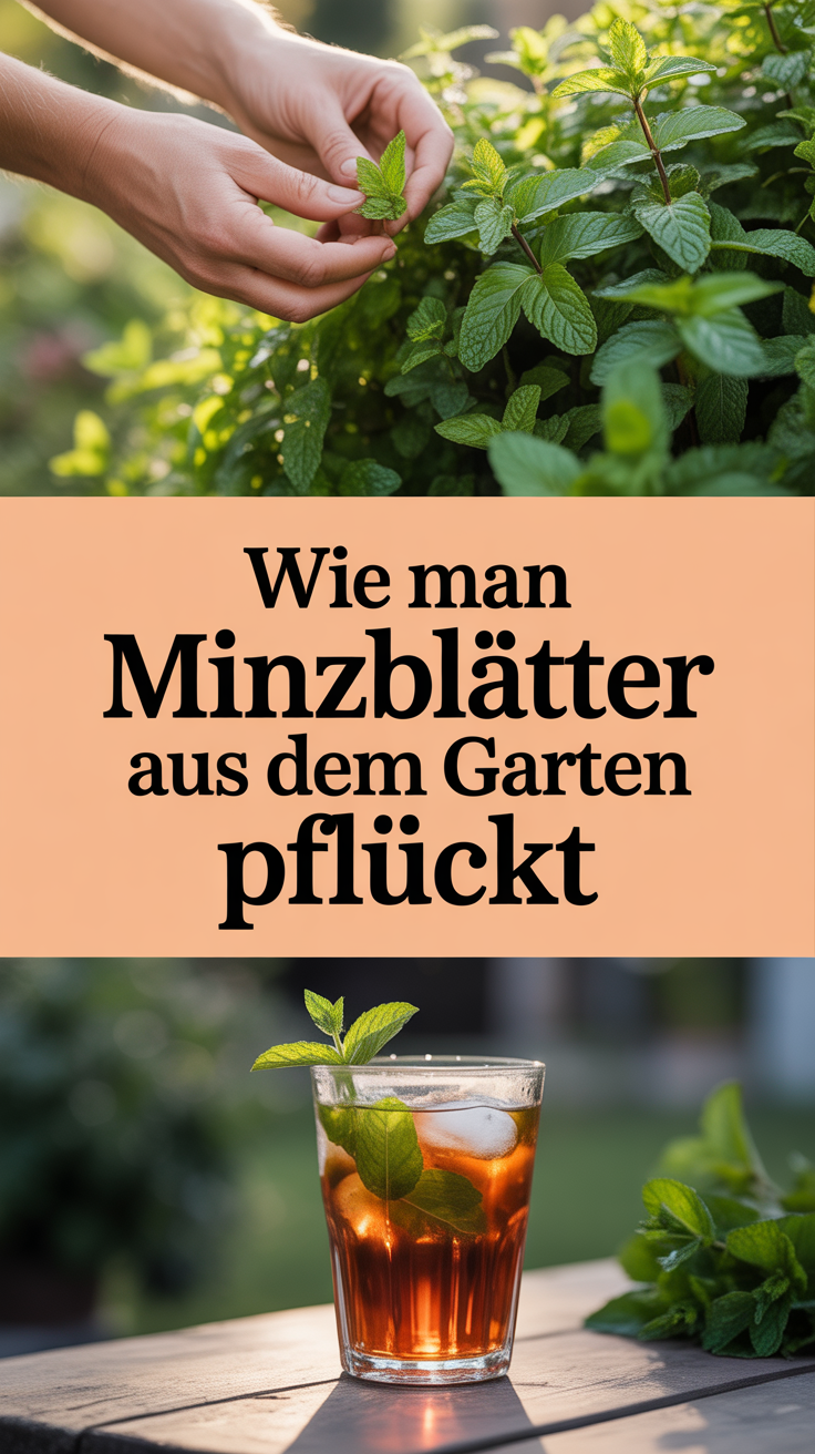 Wie man Minzblätter aus dem Garten pflückt