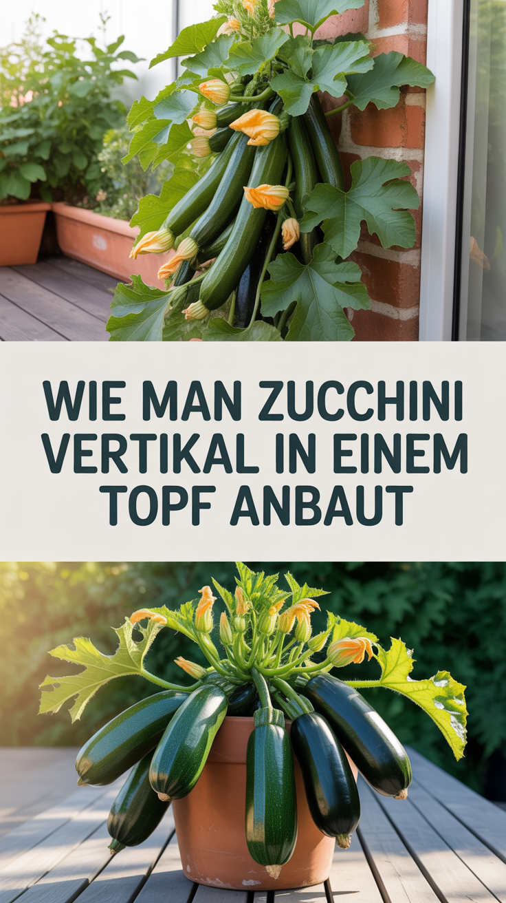 Wie man Zucchini vertikal in einem Topf anbaut