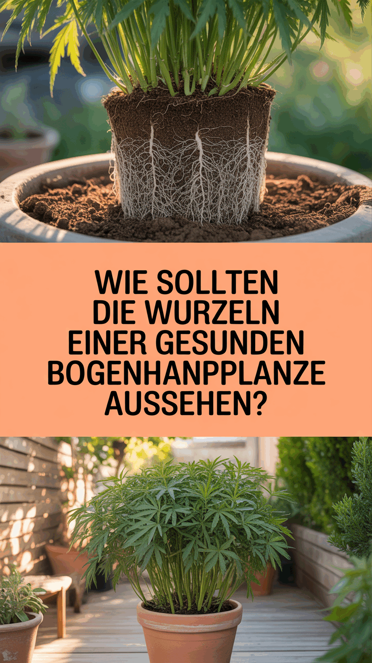 Wie sollten die Wurzeln einer gesunden Bogenhanfpflanze aussehen?