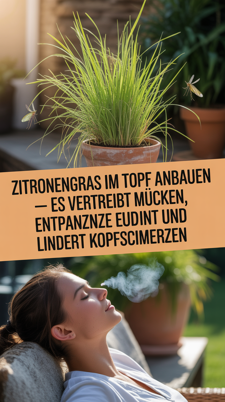 Zitronengras im Topf anbauen – es vertreibt Mücken, entspannt und lindert Kopfschmerzen