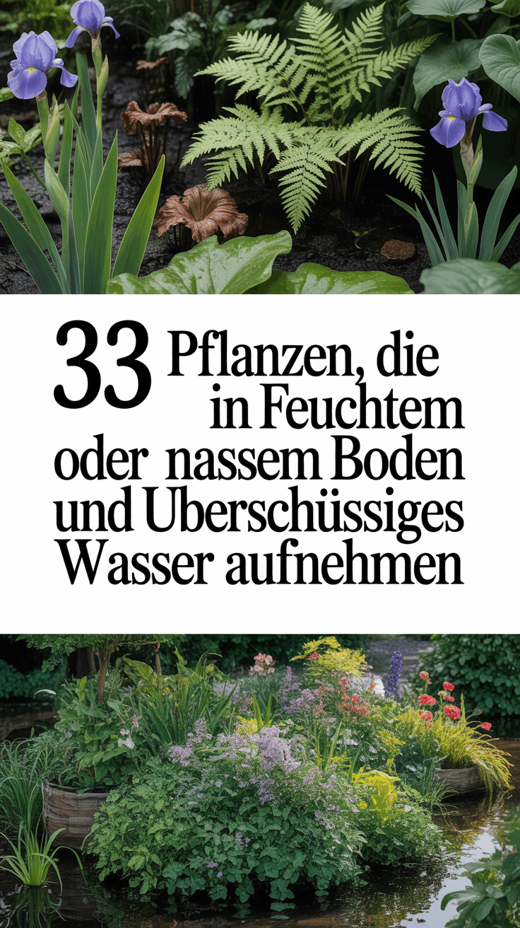 33 Pflanzen, die in feuchtem oder nassem Boden gedeihen und überschüssiges Wasser aufnehmen