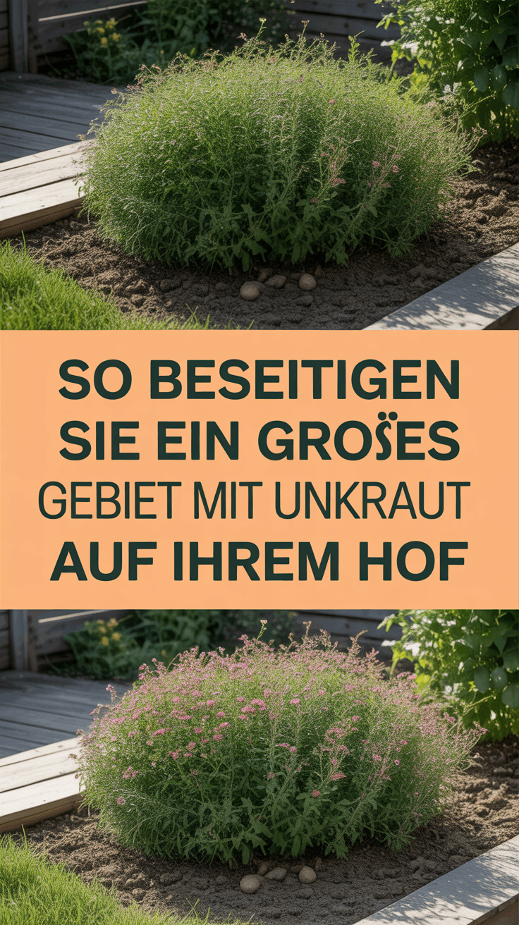 So beseitigen Sie ein großes Gebiet mit Unkraut auf Ihrem Hof