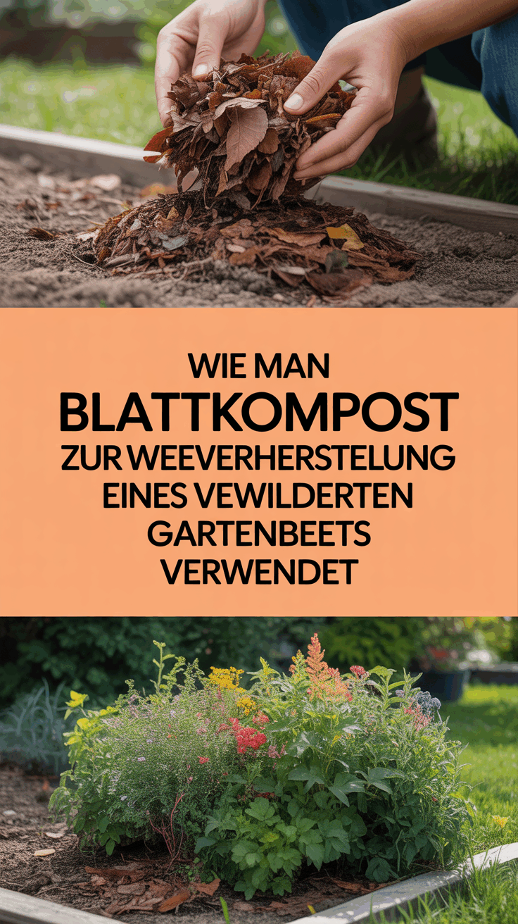Wie man Blattkompost zur Wiederherstellung eines verwilderten Gartenbeets verwendet